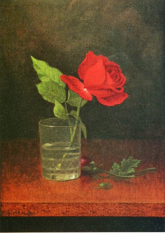 A Single Rose In A Glass by Martin Johnson Heade