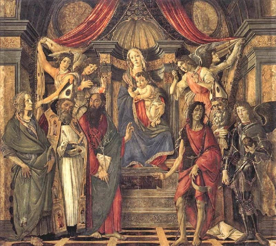 The Virgin And Child With Four Angels And Six Saints, Pala Di San Barnaba by Sandro Botticelli