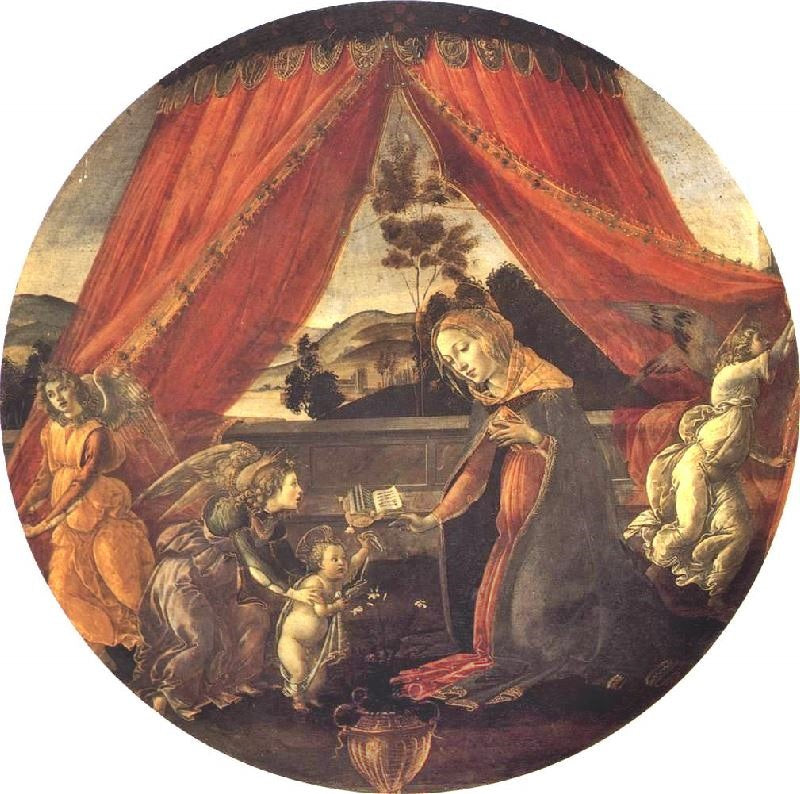 The Virgin And Child With Three Angels, Madonna Del Padiglione by Sandro Botticelli