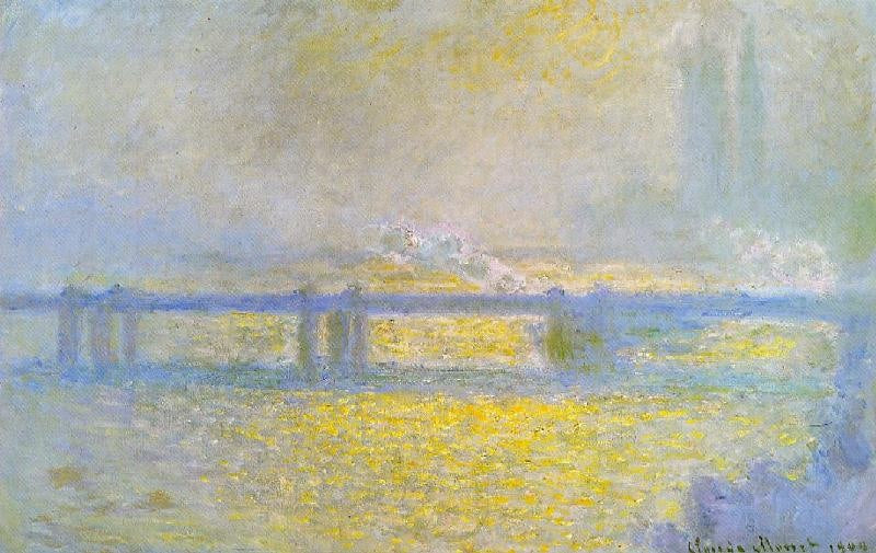 Charing Cross Bridge, Overcast Weather by Claude Oscar Monet