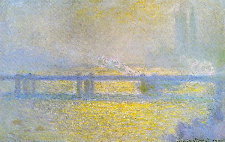 Charing Cross Bridge, Overcast Weather by Claude Oscar Monet