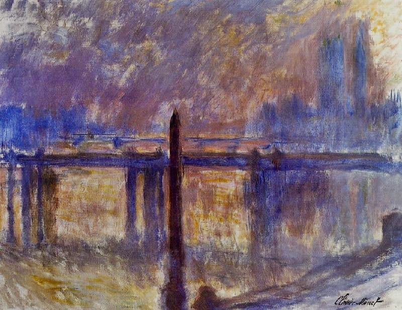 Cleopatra’S Needle And Charing Cross Bridge by Claude Oscar Monet