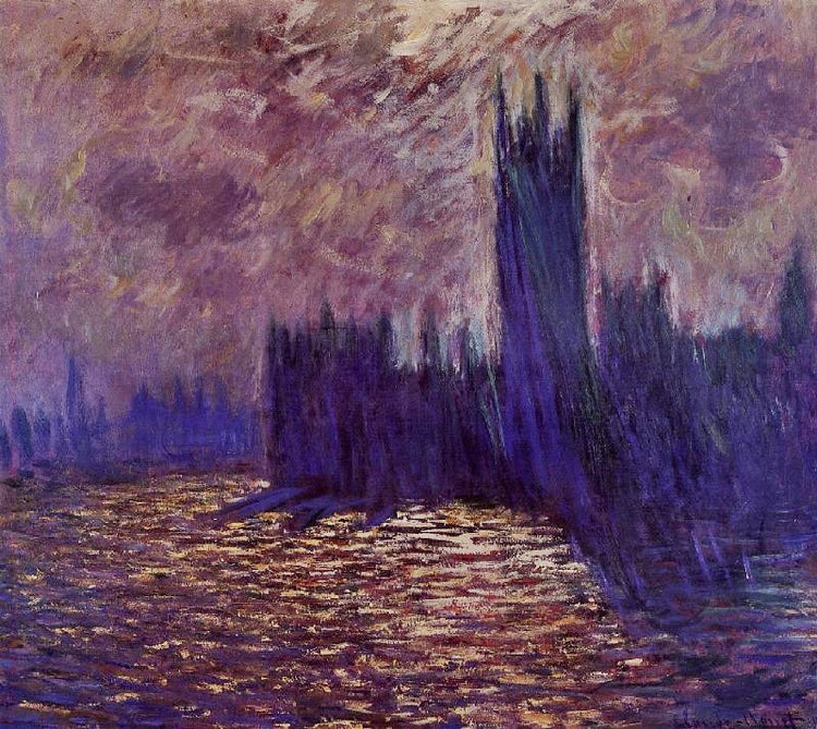 Houses Of Parliament, Reflection Of The Thames by Claude Oscar Monet