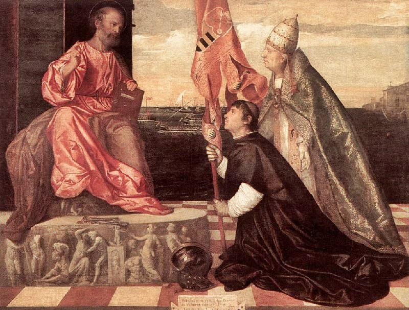 Pope Alexander Iv Presenting Jacopo Pesaro To St Peter by Titian