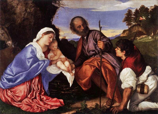 The Holy Family With A Shepherd by Titian