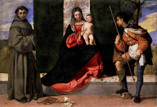 Madonna And Child With Saints Anthony Of Padua And Roch by Titian