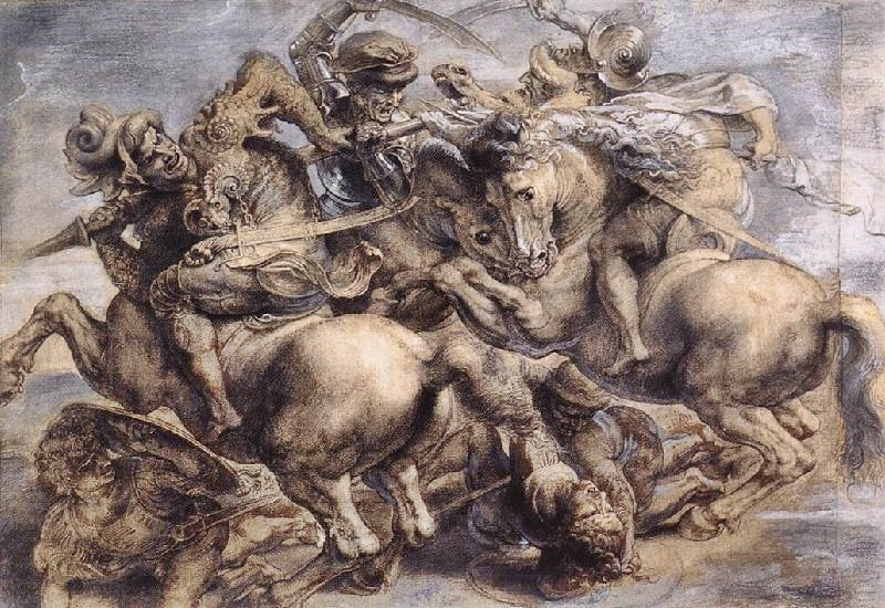 The Battle Of Anghiari, Copy After Leonardo Da Vinci by Peter Paul Rubens