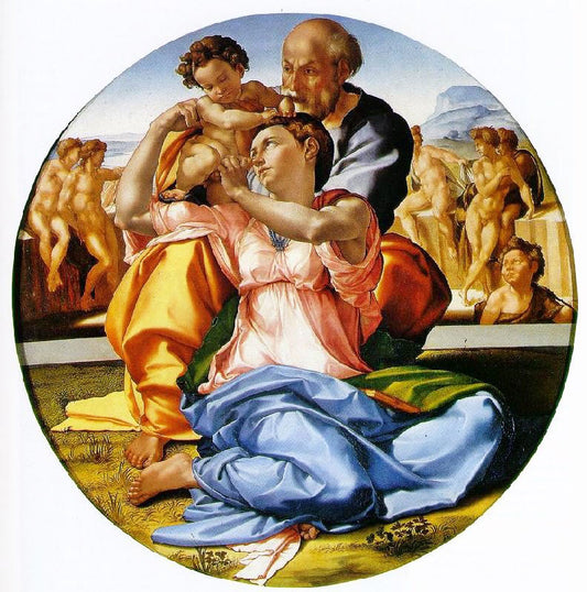 The Holy Family With The Infant St. John The Baptist, The Doni Tondo by Michelangelo Buonarroti