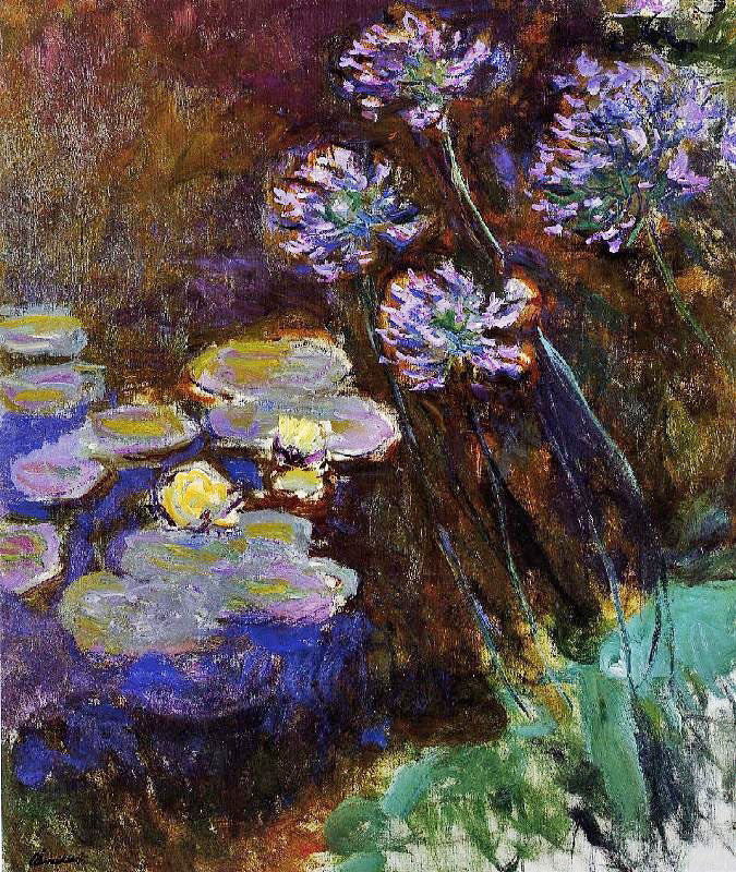 Water-Lilies And Agapanthus by Claude Oscar Monet