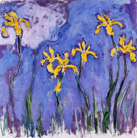 Yellow Irises With Pink Cloud by Claude Oscar Monet
