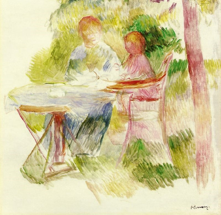 Woman And Child In A Garden by Pierre Auguste Renoir