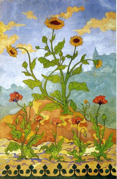 Four Decorative Panels: Sunflowers And Poppies by Paul Ranson