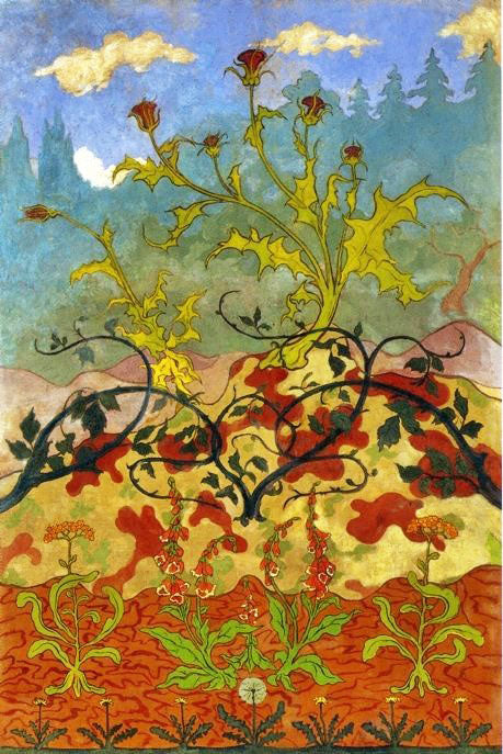 Four Decorative Panels: Thistle And Digitales by Paul Ranson