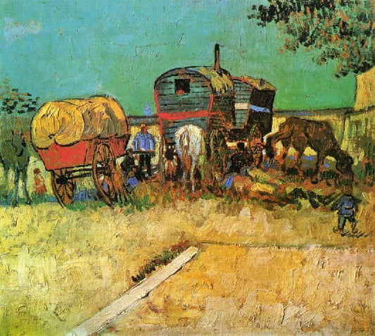 Encampment Of Gypsies With Caravans by Vincent van Gogh
