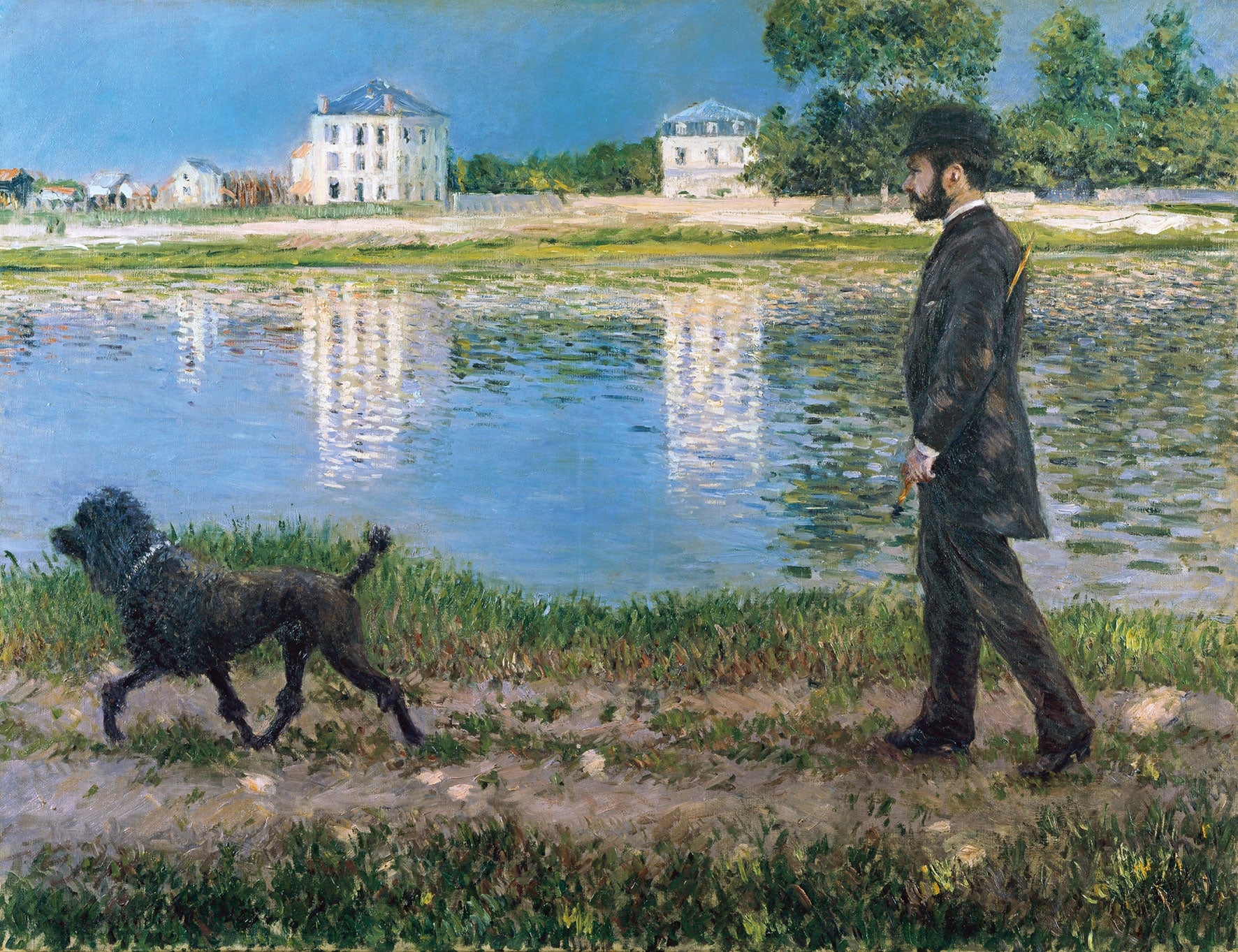 Richard Gallo And His Dog At Petit Gennevilliers by Gustave Caillebotte