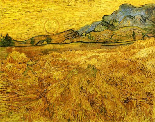 Wheat Field With Reaper And Sun by Vincent van Gogh