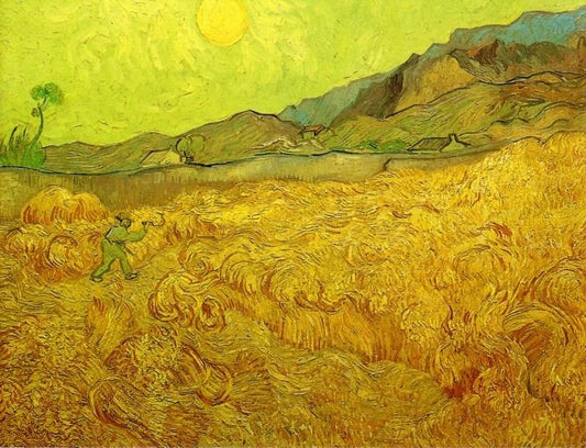 Wheat Fields With Reaper At Sunrise by Vincent van Gogh