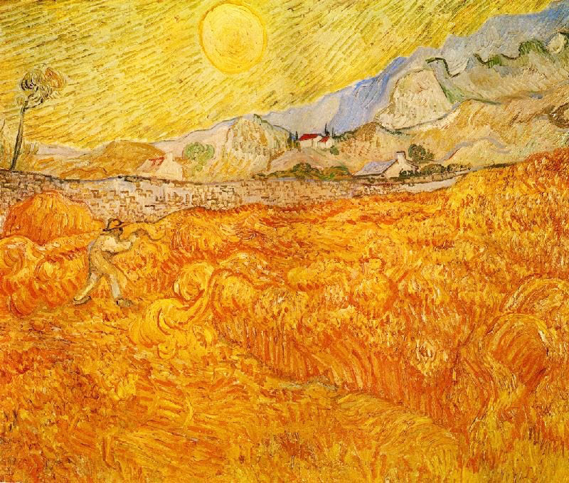 Wheat Field Behind Saint-Paul Hospital With A Reaper by Vincent van Gogh