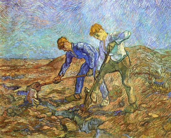 Two Peasants Diging, After Millet by Vincent van Gogh