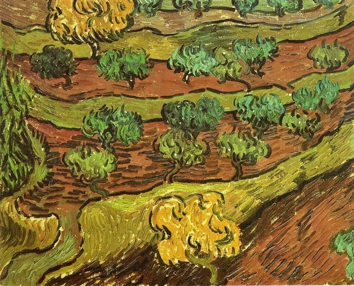 Olive Trees Against A Slope Of A Hill by Vincent van Gogh