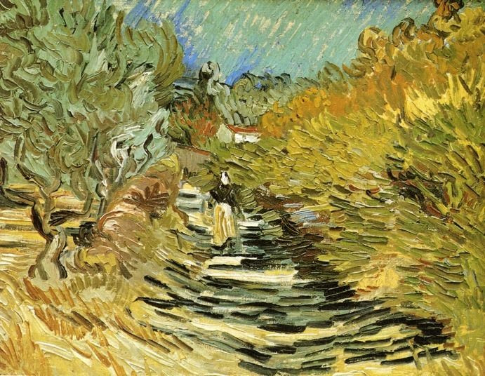 A Road At Saint-Remy With Female Figures by Vincent van Gogh