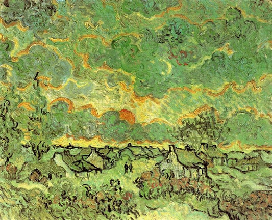 Cottages And Cypresses: Reminiscence Of The North by Vincent van Gogh