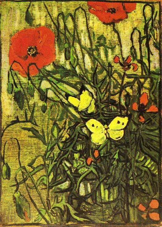 Poppies And Buttreflies by Vincent van Gogh