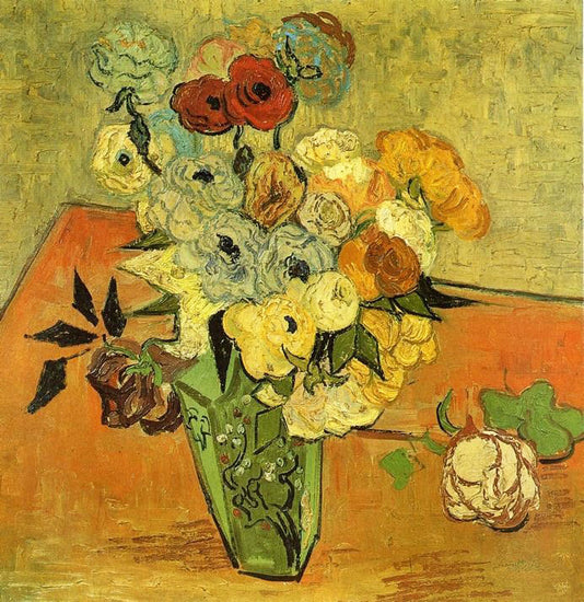 Japanese Vase With Roses And Anemones by Vincent van Gogh