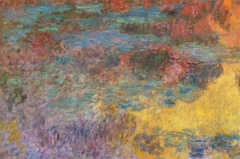 Water-Lily Pond, Evening, Left Panel by Claude Oscar Monet