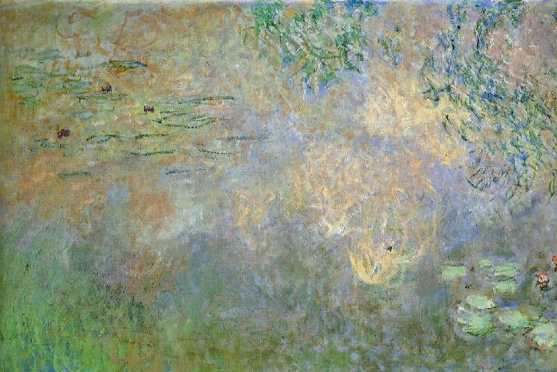 WATER-LILY POND WITH IRISES, LEFT HALF