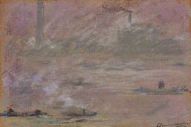 London, Boats On The Thames by Claude Oscar Monet