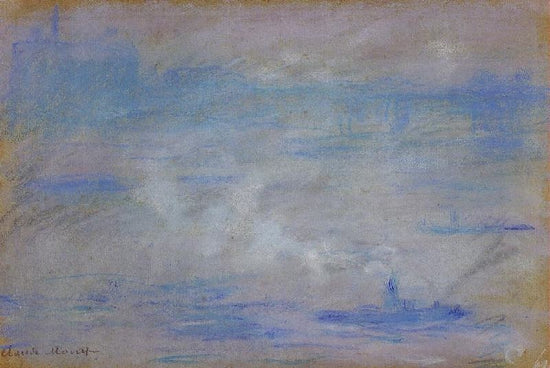 Boats On The Thames, Fog Effect by Claude Oscar Monet