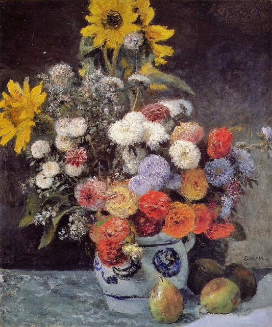 Mixed Flowers In An Earthenware Pot by Pierre Auguste Renoir