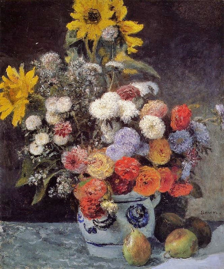 Mixed Flowers In An Earthenware Pot by Pierre Auguste Renoir