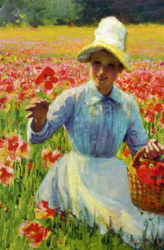 Girl With Poppies by Robert Vonnoh