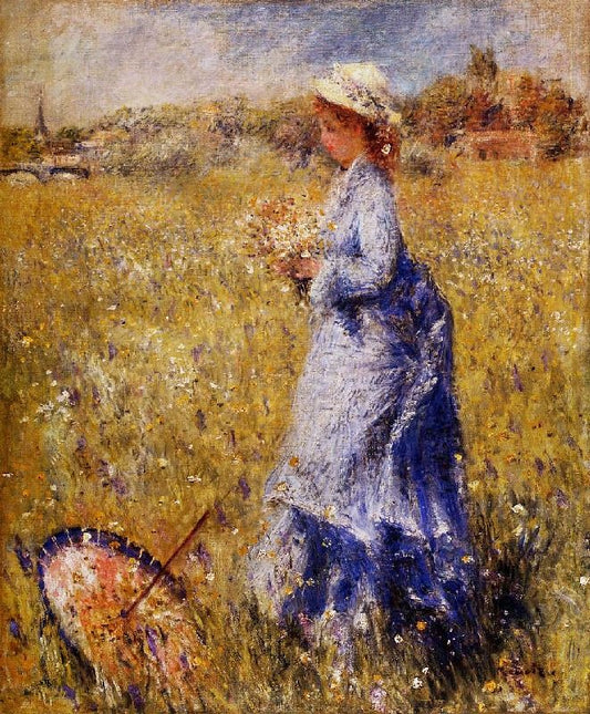 Girl Gathering Flowers by Pierre Auguste Renoir