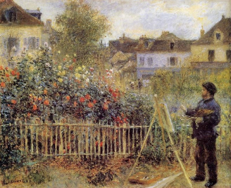 Claude Monet Painting In His Garden At Argenteuil by Pierre Auguste Renoir