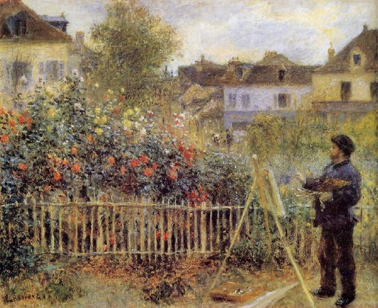 Claude Monet Painting In His Garden At Argenteuil by Pierre Auguste Renoir