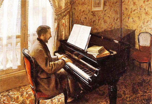 Young Man Playing The Piano by Gustave Caillebotte