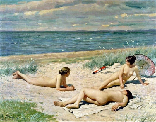 Bathers On A Beach by Paul-Gustave Fischer