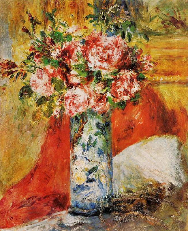 Roses In A Vase by Pierre Auguste Renoir