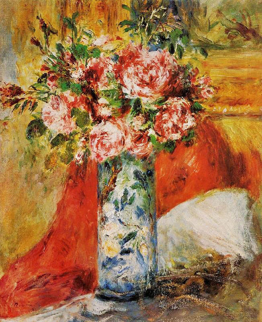 Roses In A Vase by Pierre Auguste Renoir