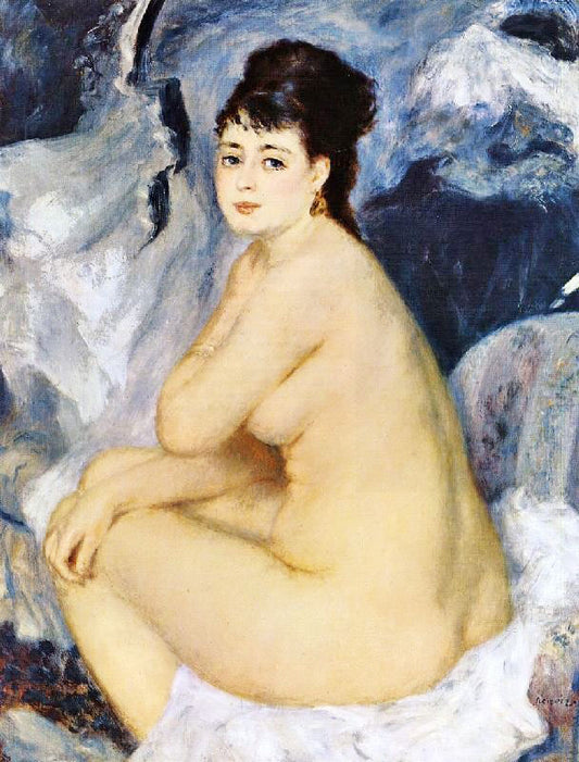 Nude Seated On A Sofa by Pierre Auguste Renoir