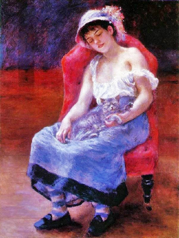 Sleeping Girl (Girl With A Cat) by Pierre Auguste Renoir