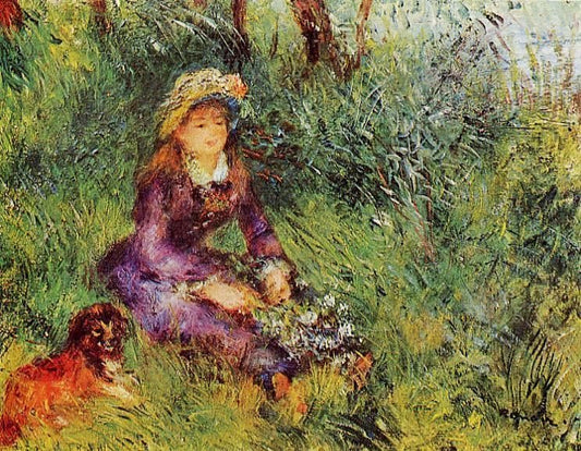 Madame Renoir With A Dog by Pierre Auguste Renoir