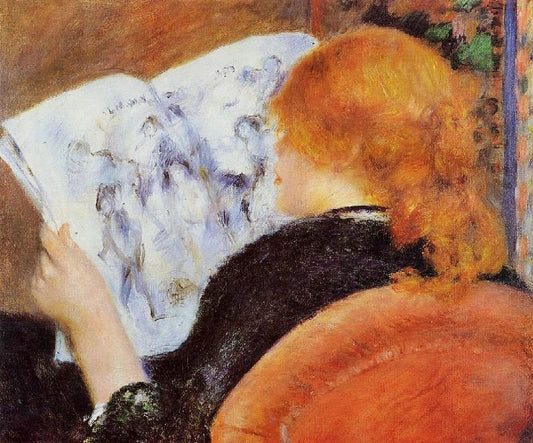 Young Woman Reading An Illustrated Journal by Pierre Auguste Renoir
