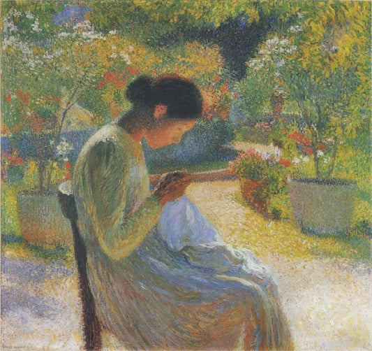Sewing In The Garden At Marquayrol by Henri Martin