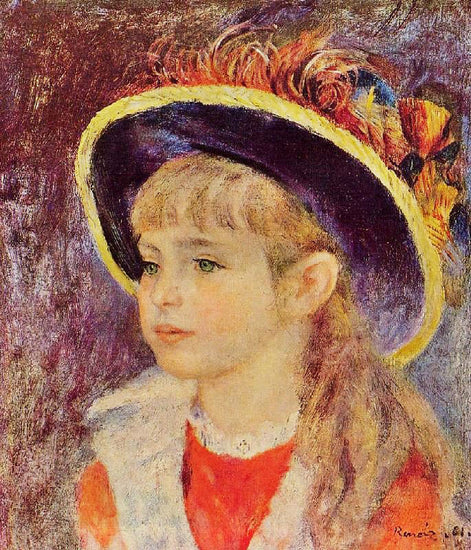 Young Girl In A Blue Hat by Pierre Auguste Renoir