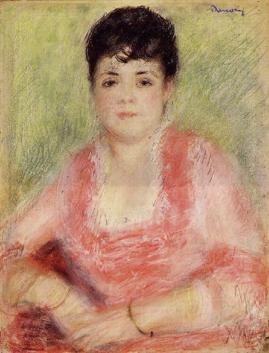 Portrait Of A Woman In A Red Dress by Pierre Auguste Renoir