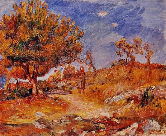 Landscape: Woman Under A Tree by Pierre Auguste Renoir